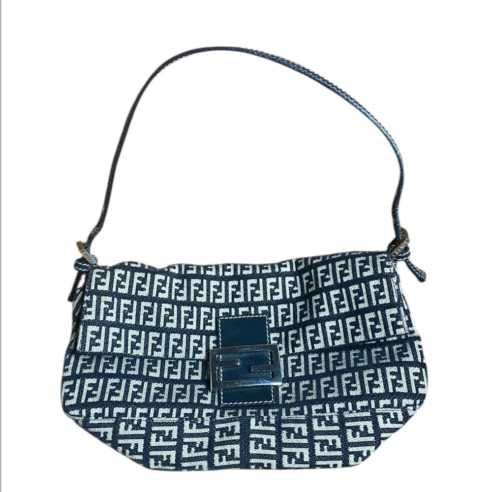 Authentic Vintage Fendi Zucca Monogram Canvas Bag - Black & Cream